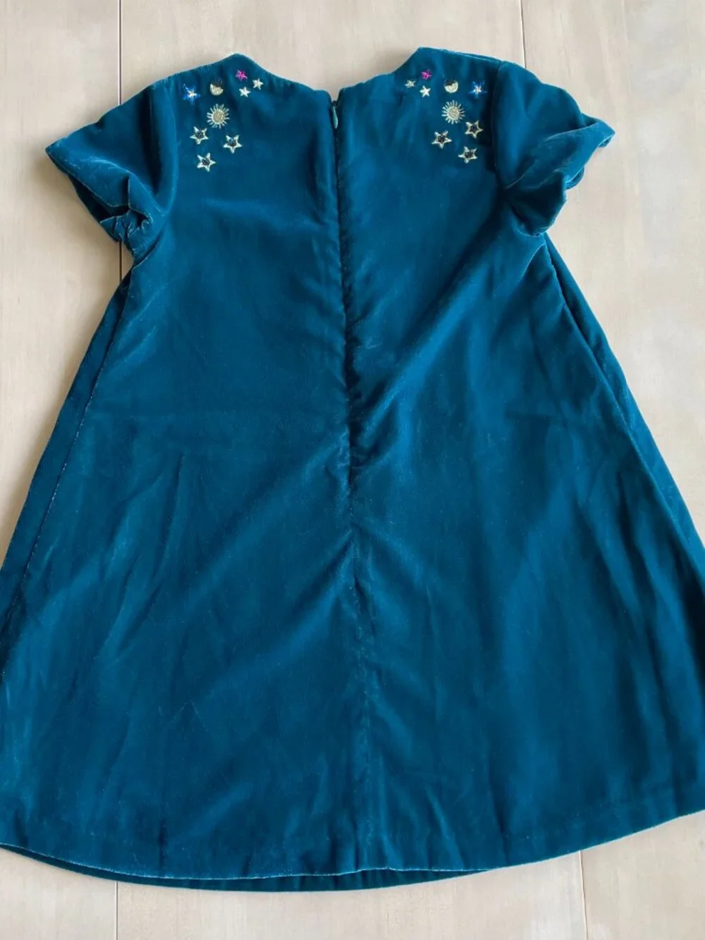 Entire Closet $5! Mini Boden Girls Velvet Celestial Space Embroidered Green Dres